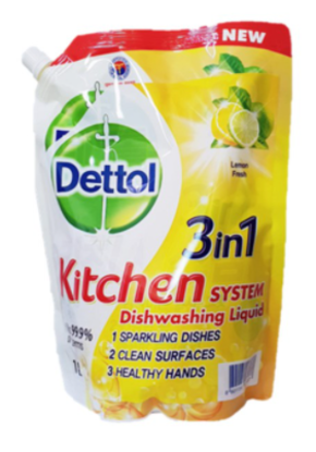 Picture of Dettol Dishwash Liq Refil Lemon Lime (Yellow) 1000Ml 1L