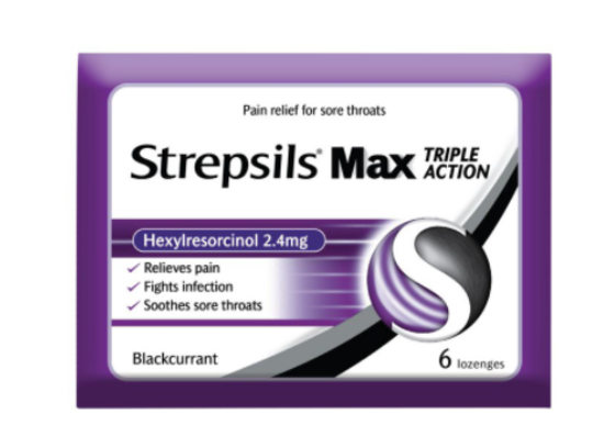 Picture of Strepsils Pouch Max Tr/ple Action Blackcurrant 6S